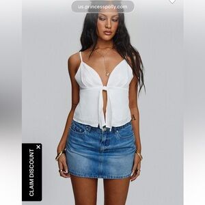 NWT Princess Polly Paulette Denim Mini Skirt Light Wash